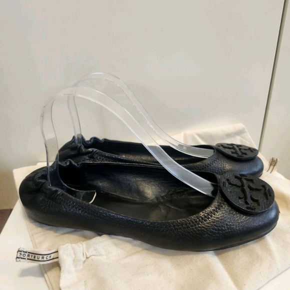 Tory Burch “Reva” Black Pebbled Leather Ballet Flats Sz. 8 Ret. $248 - Picture 8 of 10